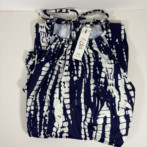 Kilig Womens Summer Maxi Dress 2025 Casual Sleeveless Sundress Navy Floral NWT L - Picture 3 of 3